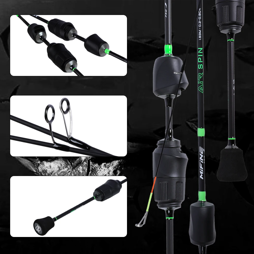 Mifine AIR SPIN Ultralight Travel Spinning Rod 0.2-0.8g 30T Carbon Fiber Fuji/Sea Guide Rings Solid Tips For Trout XUL Fishing fishing rod
