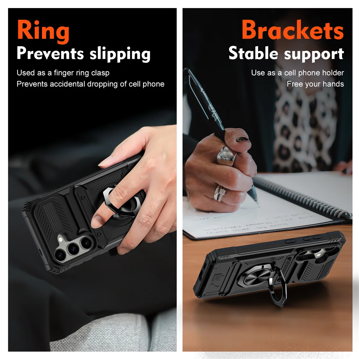Wallet Card Holder Phone Case with Rotatable Ring Kickstand