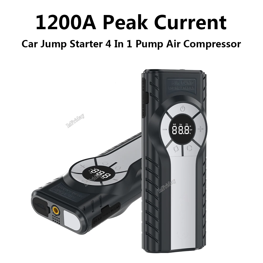 

12000mAh Car Jump Starter Power Bank 1200A Starting Device Booster Auto Emergency Battery For 8.5 Gas/6.0L Diesel Car Booster