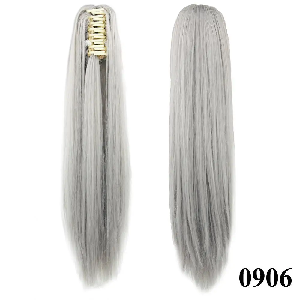 Synthetic Fiber Claw Clip-in Ponytail Wig Long Straight Hair Extension Hairpiece
