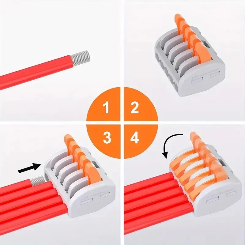 WAGO Quick wiring terminal 222-412 222-413 222-415 2/3/5 holes 0.08-4mm&sup2; Electrical Equipment Lever wire connector 10pcs