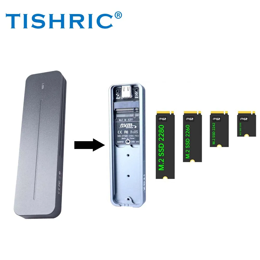 TISHRIC M.2 NVME SSD 케이스 인클로저 SSD NVME M2-USB 3.0 하드 드라이브 인클로저 USB3.1 Gen2 Hdd 케이스 10Gbps(2230/2242/2280용)