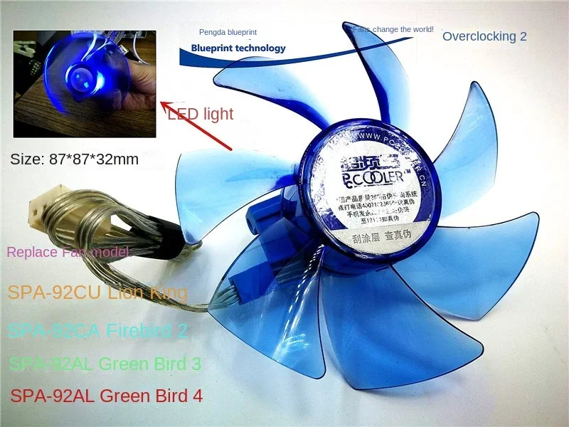 

Super Frequency Three LION Firebird 2 Bluebird 3 4 12V 87 * Mm775/1155/AMD Luminous Replacement Fan