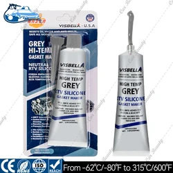 High Temperature Black RTV Silicone Gasket Maker - Oil Resistant, Waterproof, Quick - Dry Solution for Automotive Engine Bonding (Grey)