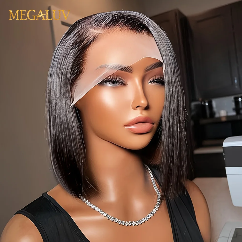 Short Bob Wigs 13x6 Lace Front Human Hair Wig Straight 180 Density