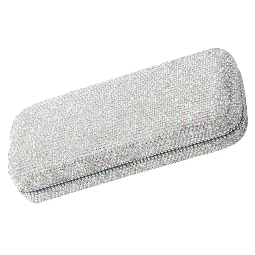 

Car Glasses Case Eyeglass Rhinestones Hard Cases for Women Portable White Woman