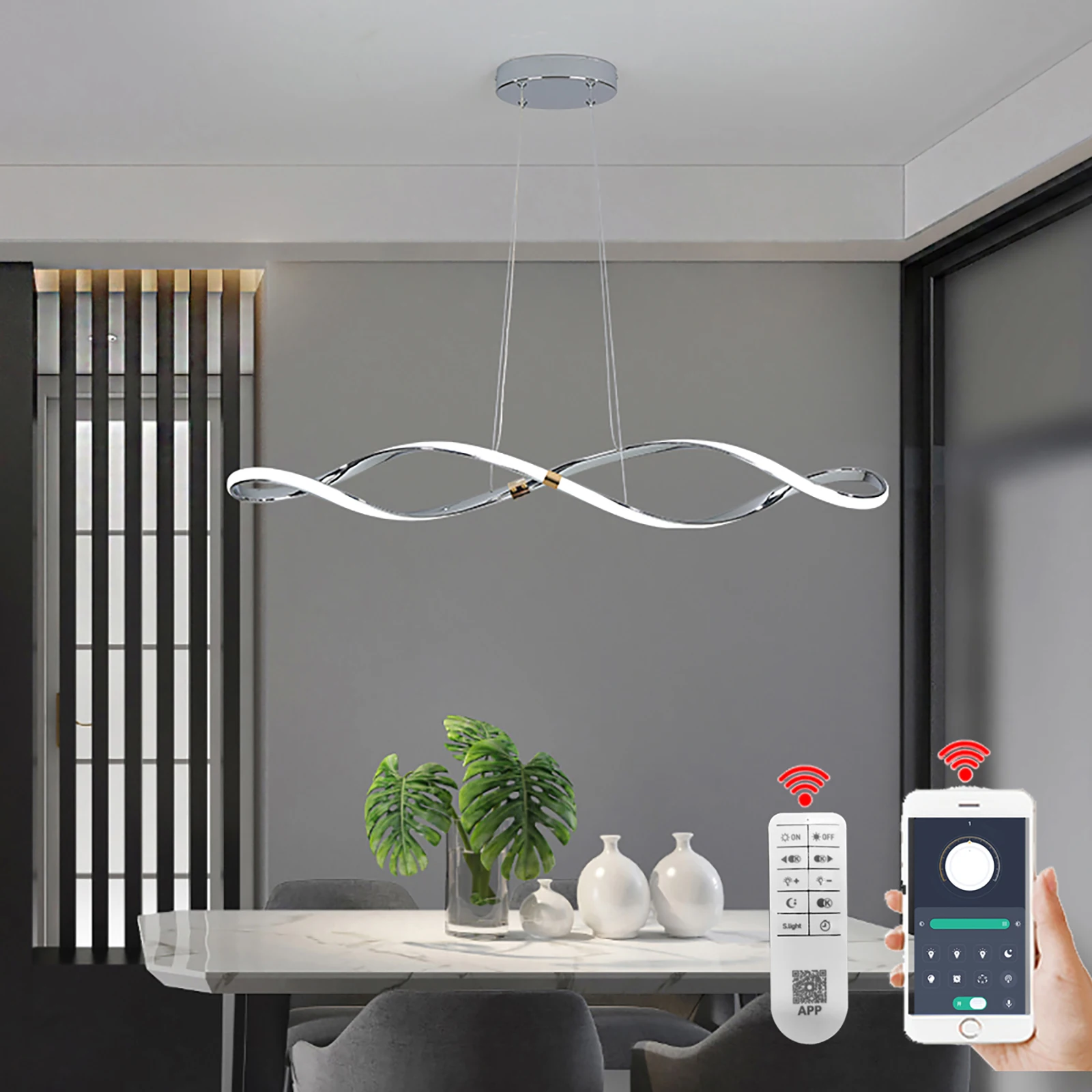 Modern Led Chandelier Dining Table Hanging Light Led Pendant Light for Dining room Kitchen Ceiling hanging lamps L100cm W/remote Pendant Lights Pendant Lamp Chandelier Lighting