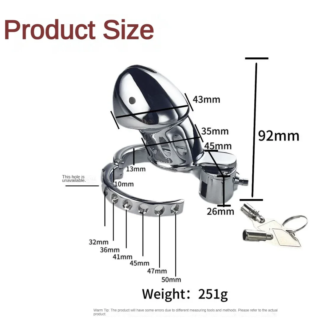 Penis Chastity Cage Chastity Lock Sex Toy Chastity Cage Accessory Penis Cock Ring Adjustable Male Metal Heavy Penis Cage Lock Bird Chastity Cage Cock Ring Slave Bondage Restraint Sex Toy Male