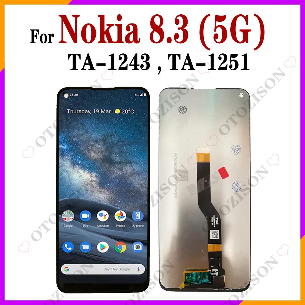 For Nokia 8.3 5G 6.81 "Lcd Per Nokia 8.3 5G Display Ta-1243 Ta-1251 Schermo Touch Sensor Digitizer Assembly Sostituzione Per Nokia 8.3 Parti Del Telef