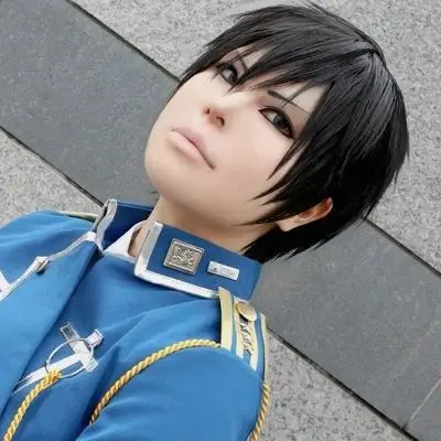 Anime Fullmetal Alchemist Roy Mustang wig Cosplay Costumes Military Uniform Suit Coat + Pants + Apron