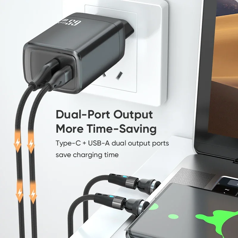 Enhanced 65W GaN Fast Charger with Quick Charge 4.0 & 3.0, Type C PD USB Port