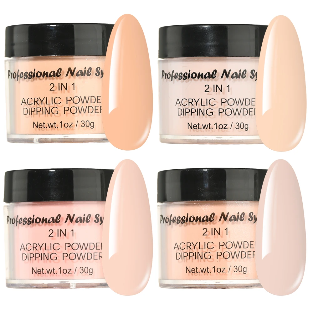 1oz/Bottle Nude Acrylic Powder Light Color Carving Crystal Dipping Powder Professional Nail Extension Builder Pigment Dust 2