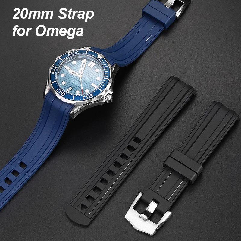 

Ремешок силиконовый для часов Omega, 20 мм, изогнутый, водонепроницаемый, сменный, мягкий