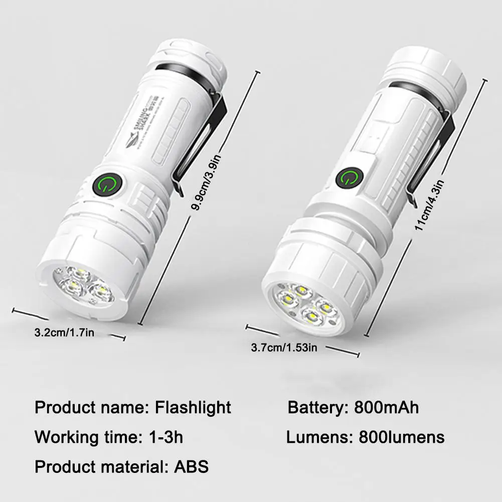 3LED Mini Strong Light Super Bright Flashlight Usb Charging Pen Clip Tail Magnet Outdoor Portable Torch Emergency