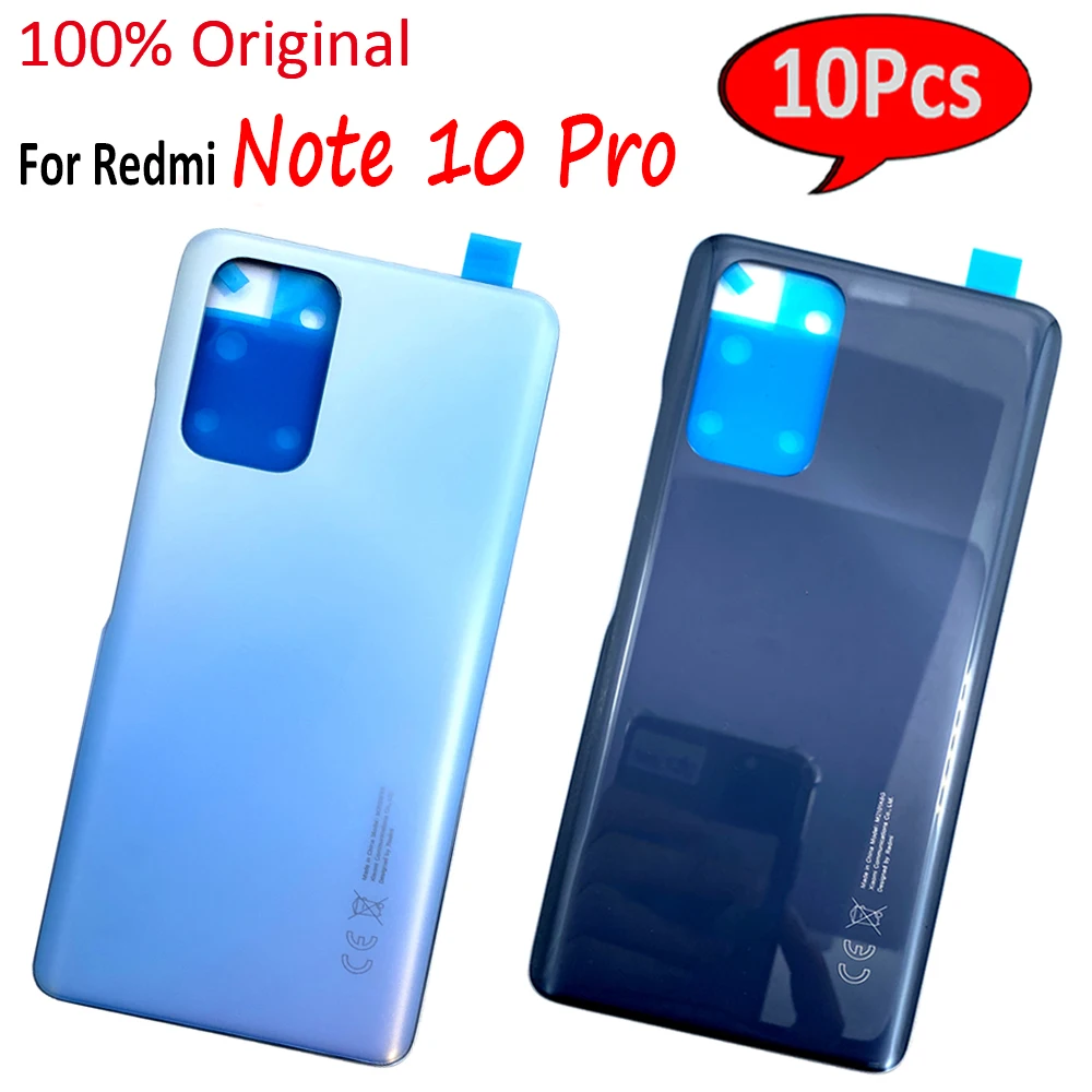 

10Pcs/Lot，100% Original Back Glass For Xiaomi Redmi Note 10 Pro Battery Cover Replacement Rear Housing Case Door With Adhesive