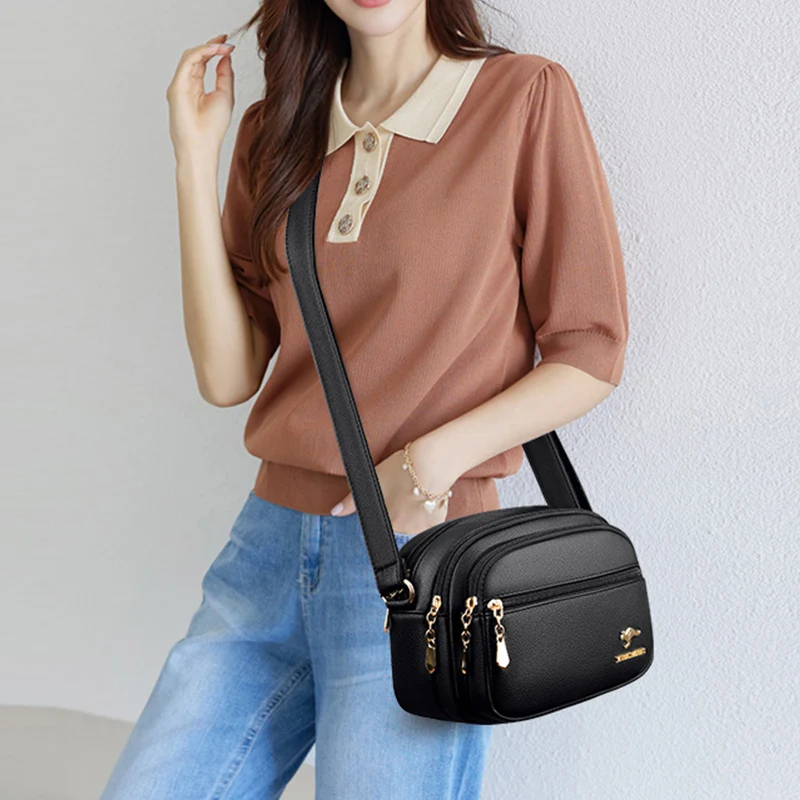 PU Leather Crossbody Bag Women Shoulder Bag Multi-pocket