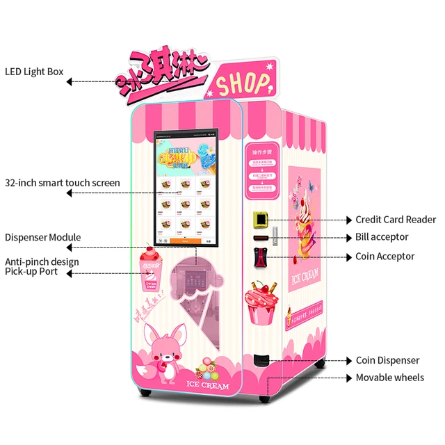 Ice Cream Vending Machine 32inch Screen