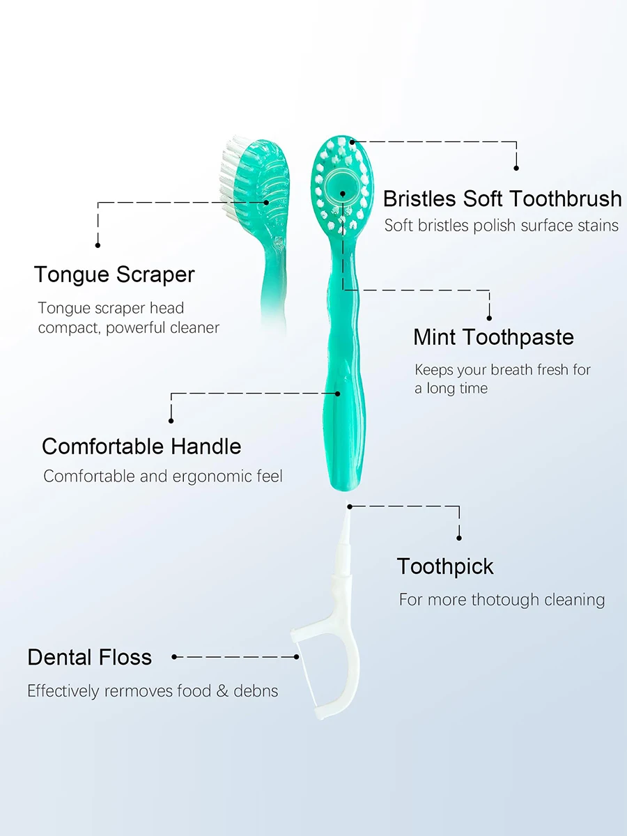 Description Picture 3 of item2 IN 1 Mini Fragrance Toothbrush Fruit Flavor Exploded Bead Toothbrush Portable Dental floss Hotel Travel Disposable Toothbrush