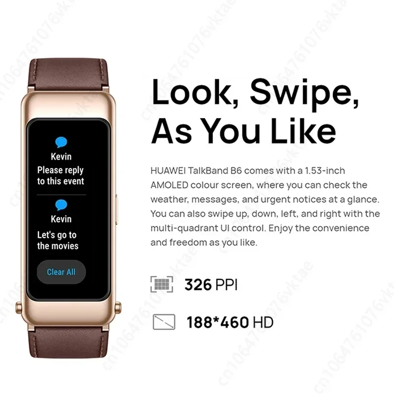 Original Huawei TalkBand B6 Smart Wristband Bluetooth 5.2 1.53 Inch AMOLED Screen Kirin A1 Processor Call Earphone Talk Band 2