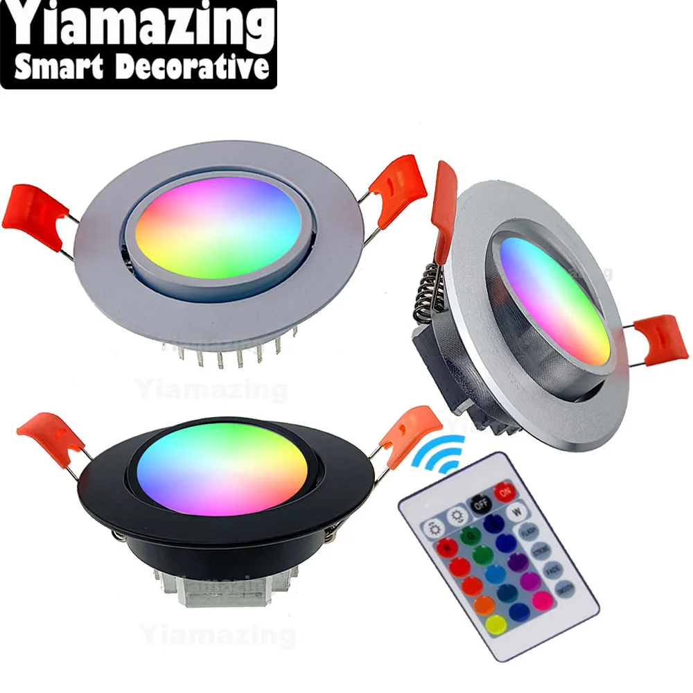 

AC220V RGB LED Downlight 6W 9W 12W 15W 18W 24W 30W Adjust Angle Wall Lamp IP65 Waterproof Smart Kitchen Bathroom Spot Light