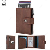 Rfid Blocking Money Clip for Men Airtag Wallets Card Holder Aluminium Pop Up Case Front Pocket Trifold Male Purse for Air Tag 1