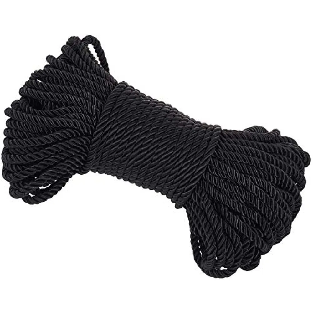 

27 Yards 5mm Cord Rope Black Cord Trim for Home Decor, Crafts Making, Costume, Curtain Tieback, Honor Cord