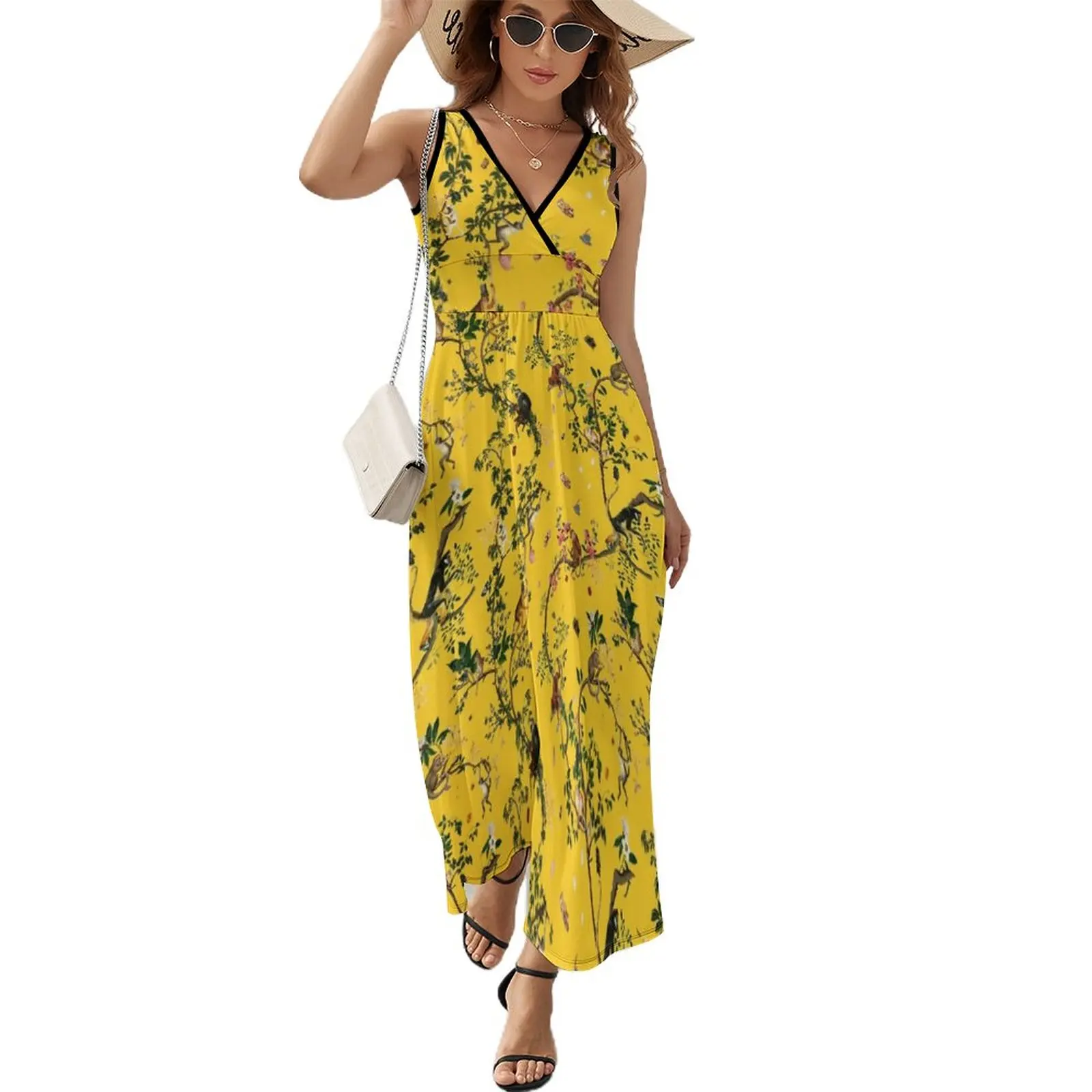 

Monkey World Yellow Sleeveless Dress ladies dresses for special occasions luxury women's party dress evening prom