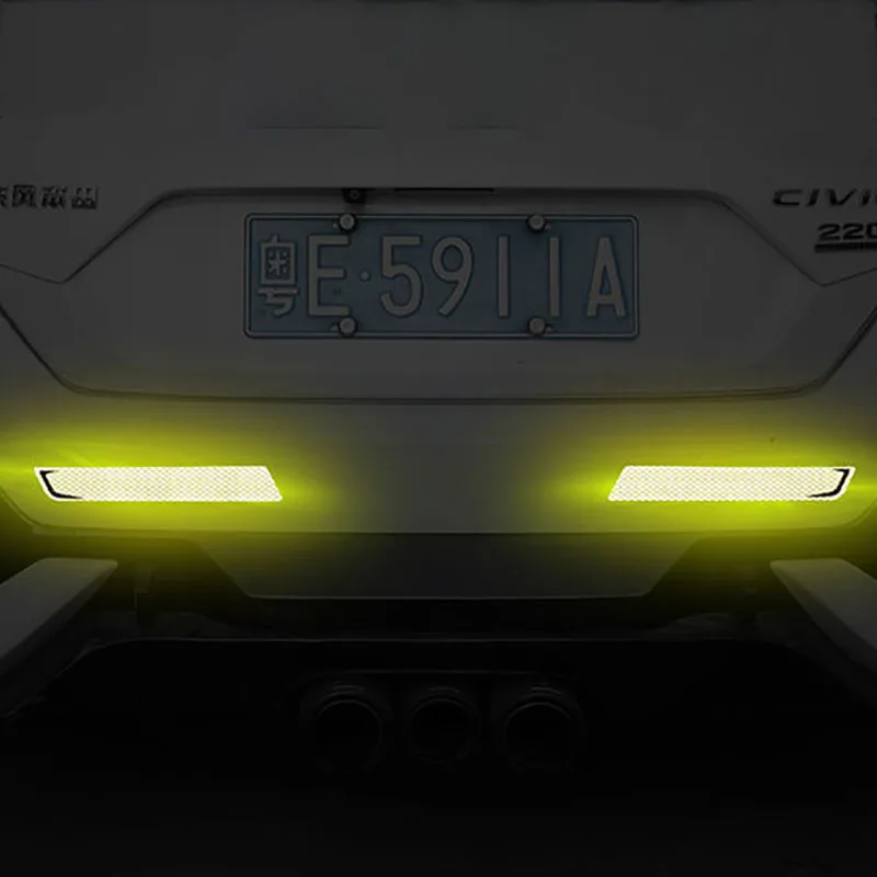 2pcs Car Bumper Reflective Strips Car Stickers Decal Warning Reflective Tape Strips Auto Reflector Stickers Safety Mark Upgrade
