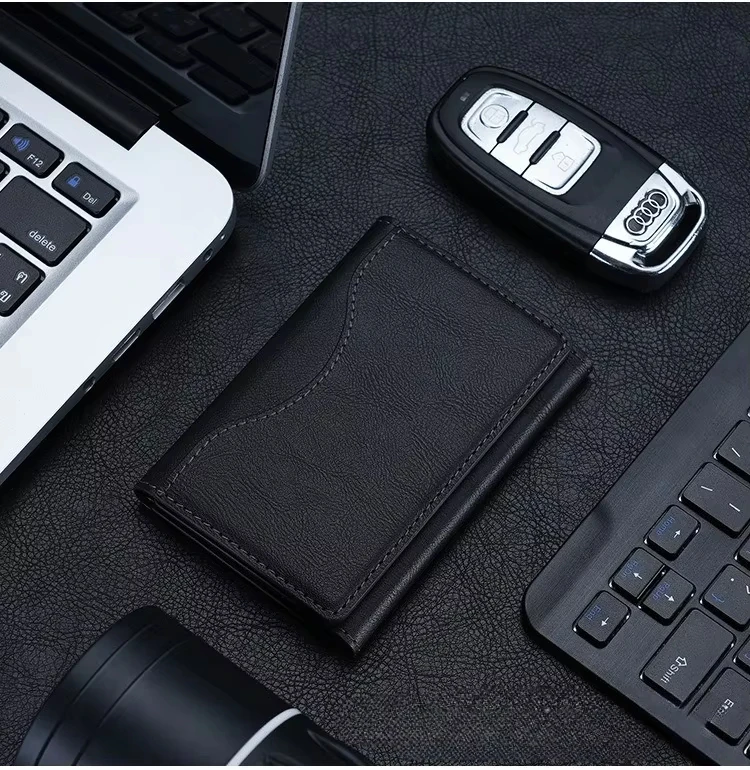 Magnetic Leather Wallet and Card Holder with Phone Pouch – Protective Case