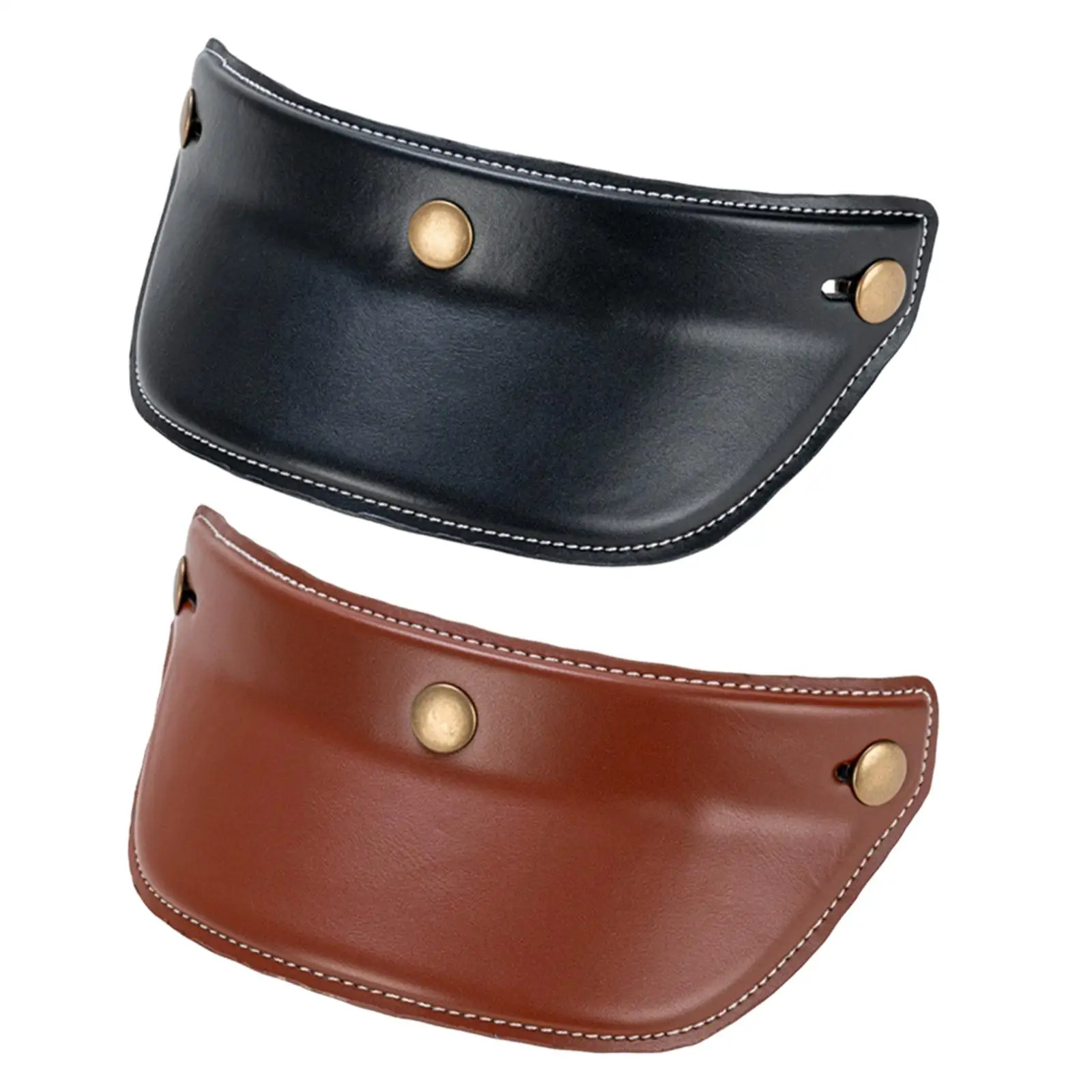 Helmet Sun Visor PU Leather 3 Snap Button Peak Shield Universal Accessory for Motorbike Half Open Face Helmets