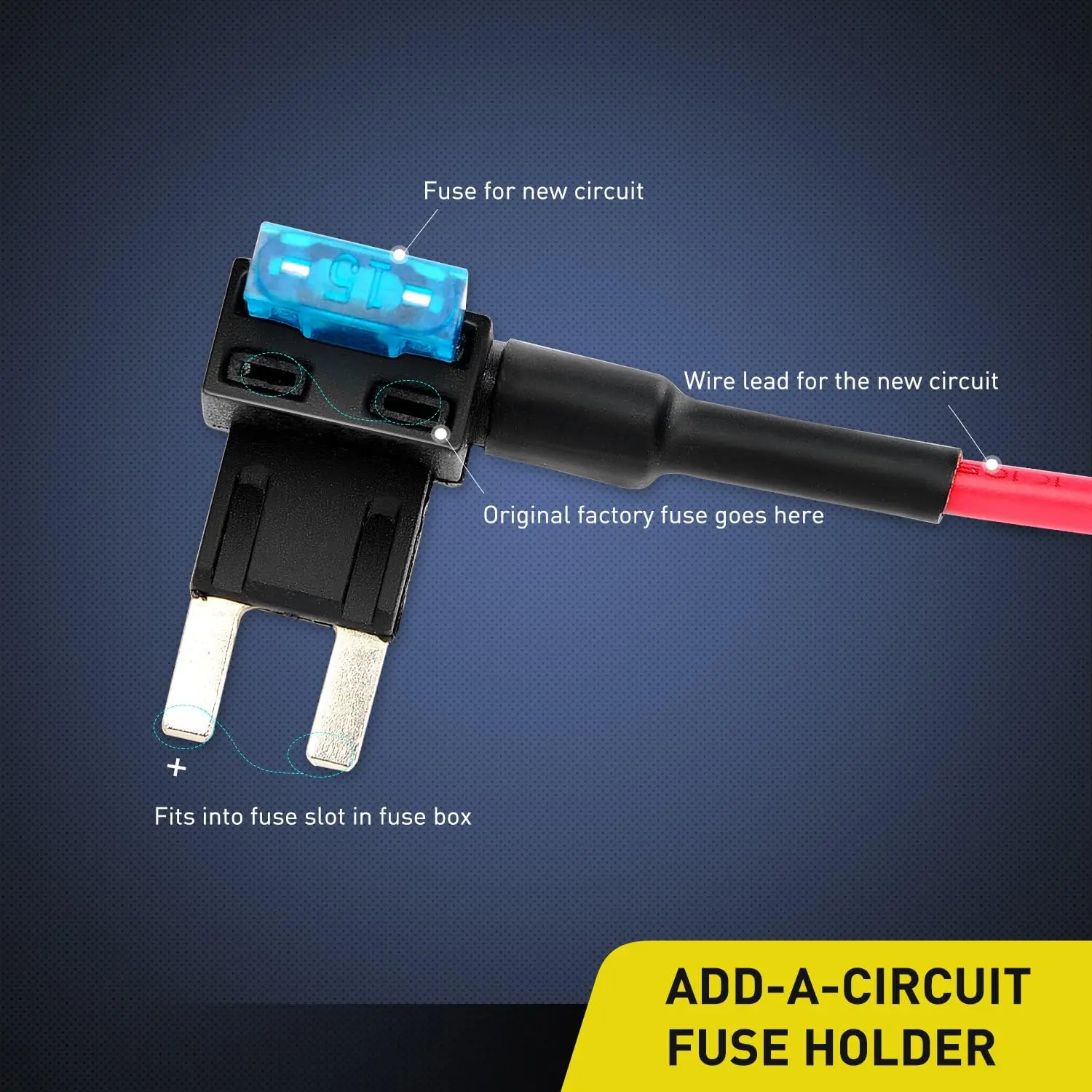 DaierTek 5PCS Add-a-circuit Fuse Holder TAP Adapter Mini ATM APM Blade Fuse Holder Adapter Jumper Connector With 15A fuse holder