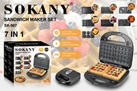 SOKANY 907 Breakfast Machine 7-in-1 Multifunctional Detachable Dining Plate, Donut Waffles 1