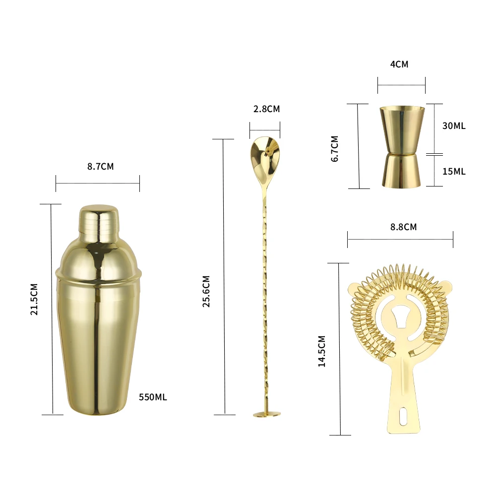 Description Picture 2 of itemBlack Cocktail Shaker Bar Set Professional Margarita Mixer Drink Shaker and Measuring Jigger & Mixing Spoon Set Bartender Kit