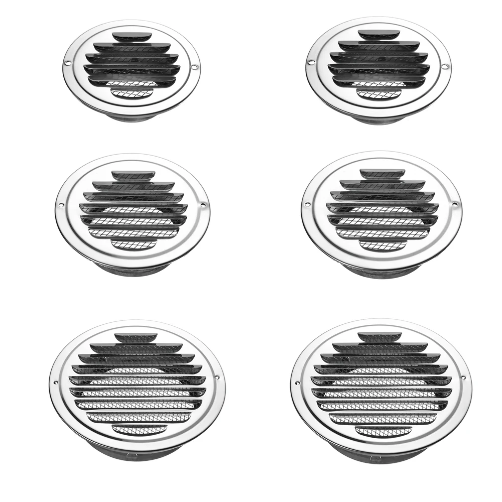 Stainless Steel Exterior Wall Air Vent Grille Round Ducting Ventilation Grilles 70/80/100/120/150/160mm Home Office Air Vent