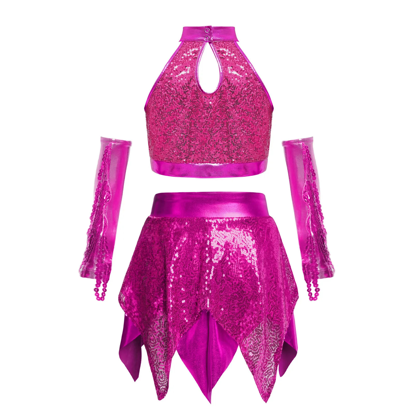 inhzoy Meisjes glitter dans kleding hiphop latin dans outfits 2-delige