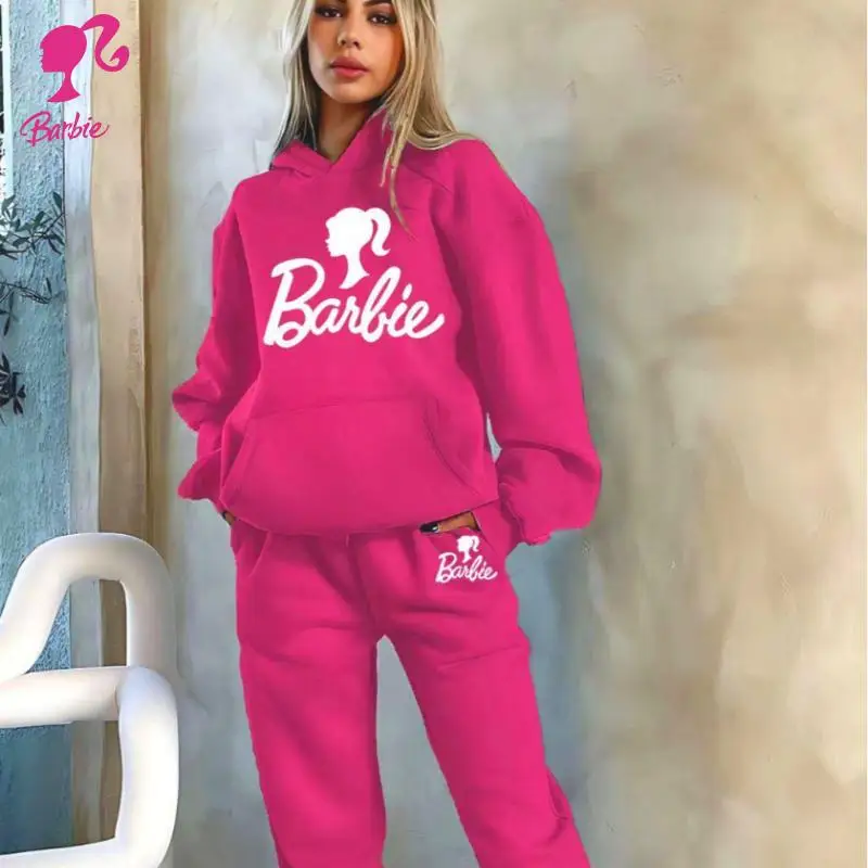 

Kawaii Adult Cartoon Hooded Sweatshirt Sweatpants Set Anime Barbies Students Fleece Tops Pants Casual Wear Sportswear Girl Gift