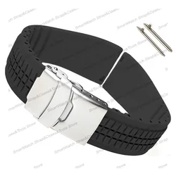 Universal Quick Release Soft Silicone Watch Strap - Adjustable Waterproof Band - 22mm (Black)