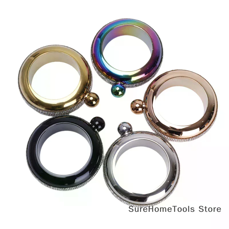 1Pc 3.5OZ Drinkware Accessories for Whiskey Vodka Alcohol Round Chic Hip Flask Bracelet Elegant Wine Bottle Bangle Hip Flask