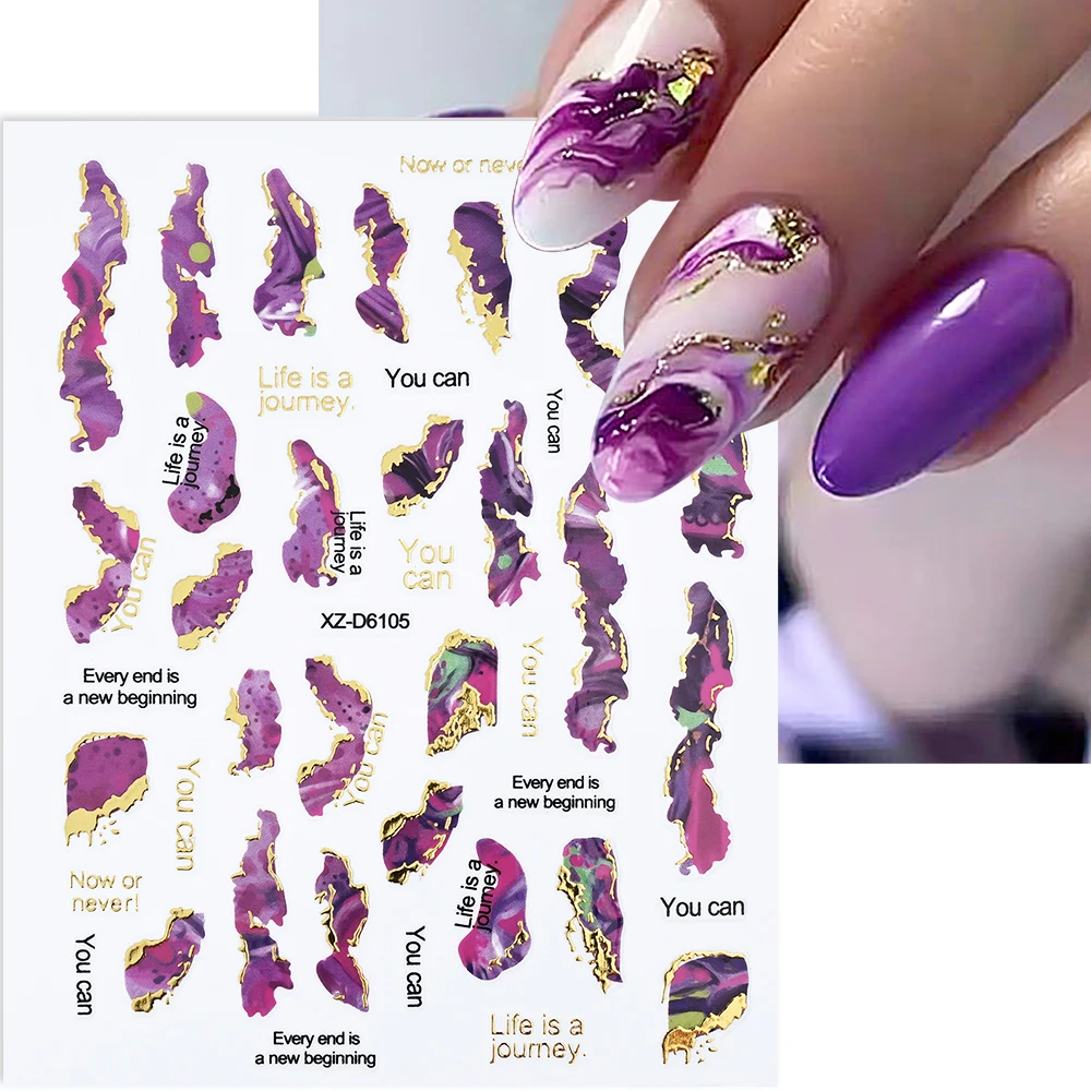 French Gradient Nail Sticker 3D - Crescent Design Nail Decal & Manicure Guide