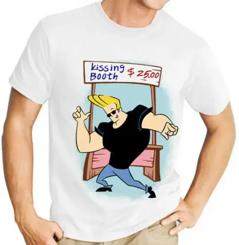 Johnny Bravo Kissing Booth (Hanna Barbera Classic Cartoon) Maglietta Da Uomo