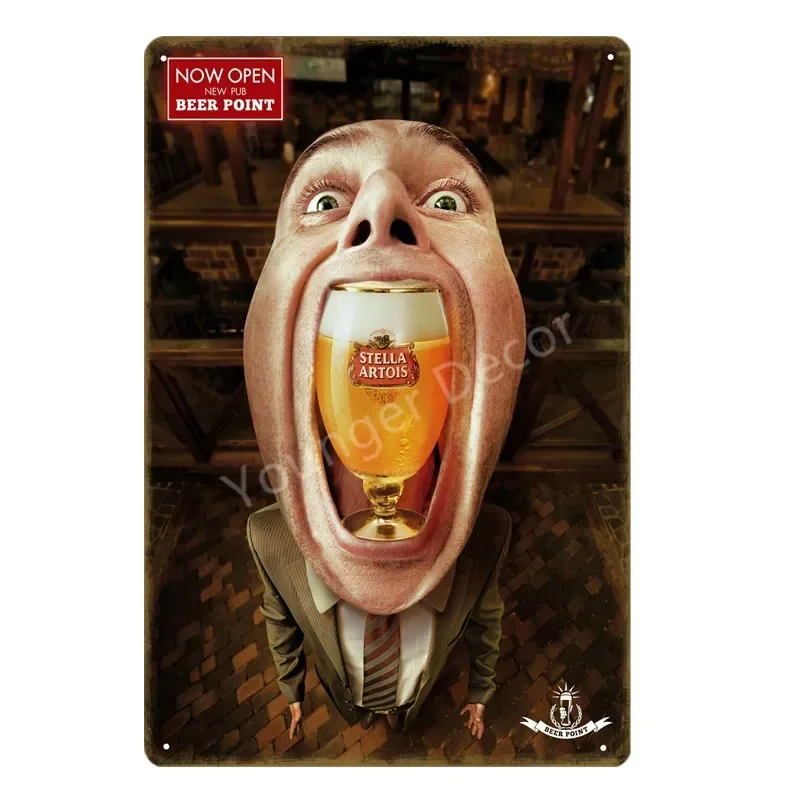 고화질 빈티지 스텔라 아르투아 맥주 금속 벽 장식 세트 (바, 펍, 남자들의 은신처, 차고, 집, 주방용)
