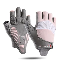 Unisex Half - Finger Cycling Gloves - Anti - Slip, Shock - Absorbing, Ideal for Outdoor Sports and Fitness (Pink)