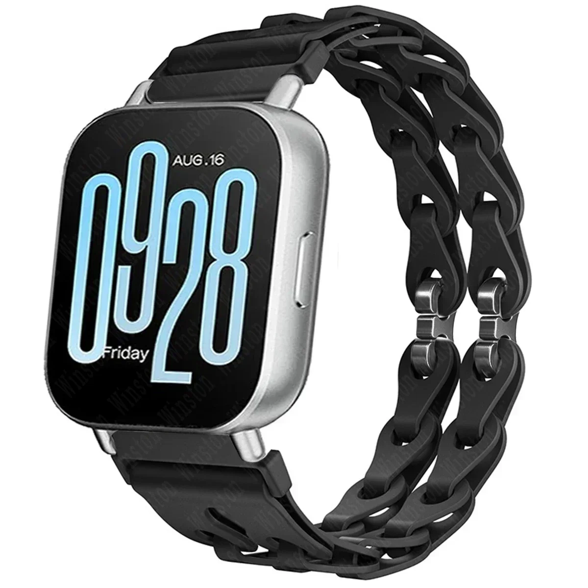 Stylish Chain Strap Silicone Band Bracelet for Smartwatch Replacement, 22mm Wristband