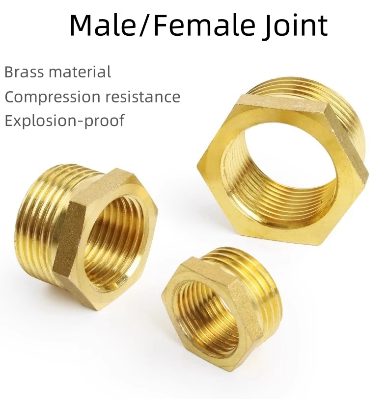 

1/8" 1/4" 3/8" 1/2" 3/4" 1" Copper Adapter Fitting Reducing Hex Bush Bushing Male Female Connector Brass Joint Water Gas Adapter