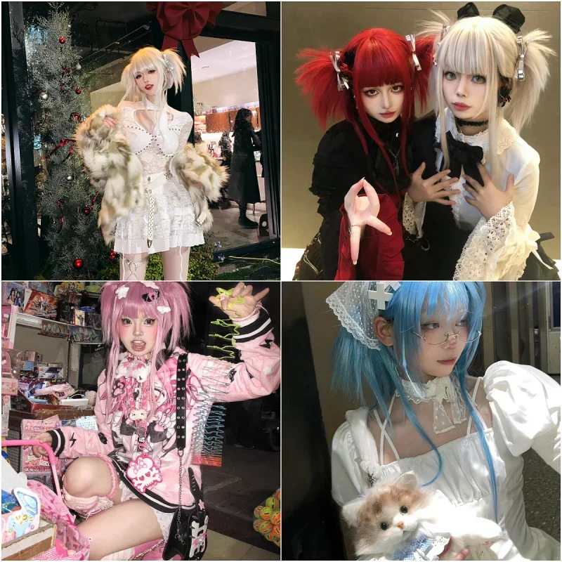 Wigs for Women straight Cute Lolita Braided Wigs Cosplay Wig with Bands