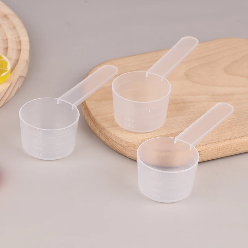 10PCS 40ML 20g Flat Bottom Graduated Measuring Spoon With Scale Transparent Plastic Kitchen Baking Measuring Spoon Tableware New