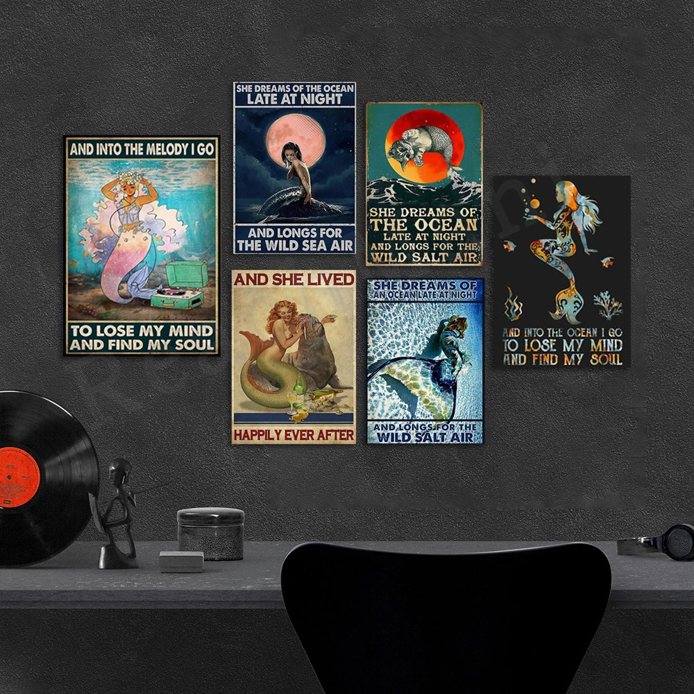 Dream Ocean Hanging For Wild Ocean Air Mermaid In Melody I Go Perdere Il Mio Cuore E Trovare La Mia Anima Retro Mermaid Ocean Poster