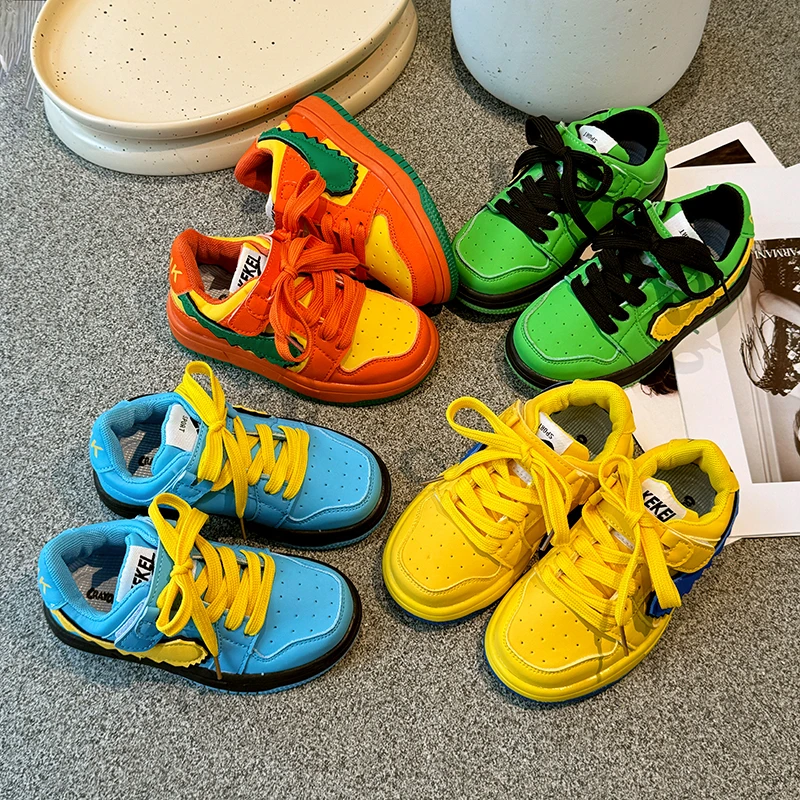 Children Casual Shoes Four Seasons Kids Single Sneaker Mandarin Colour Basketball Sports Shoes Boys Girls Sneaker Board Shoes 2