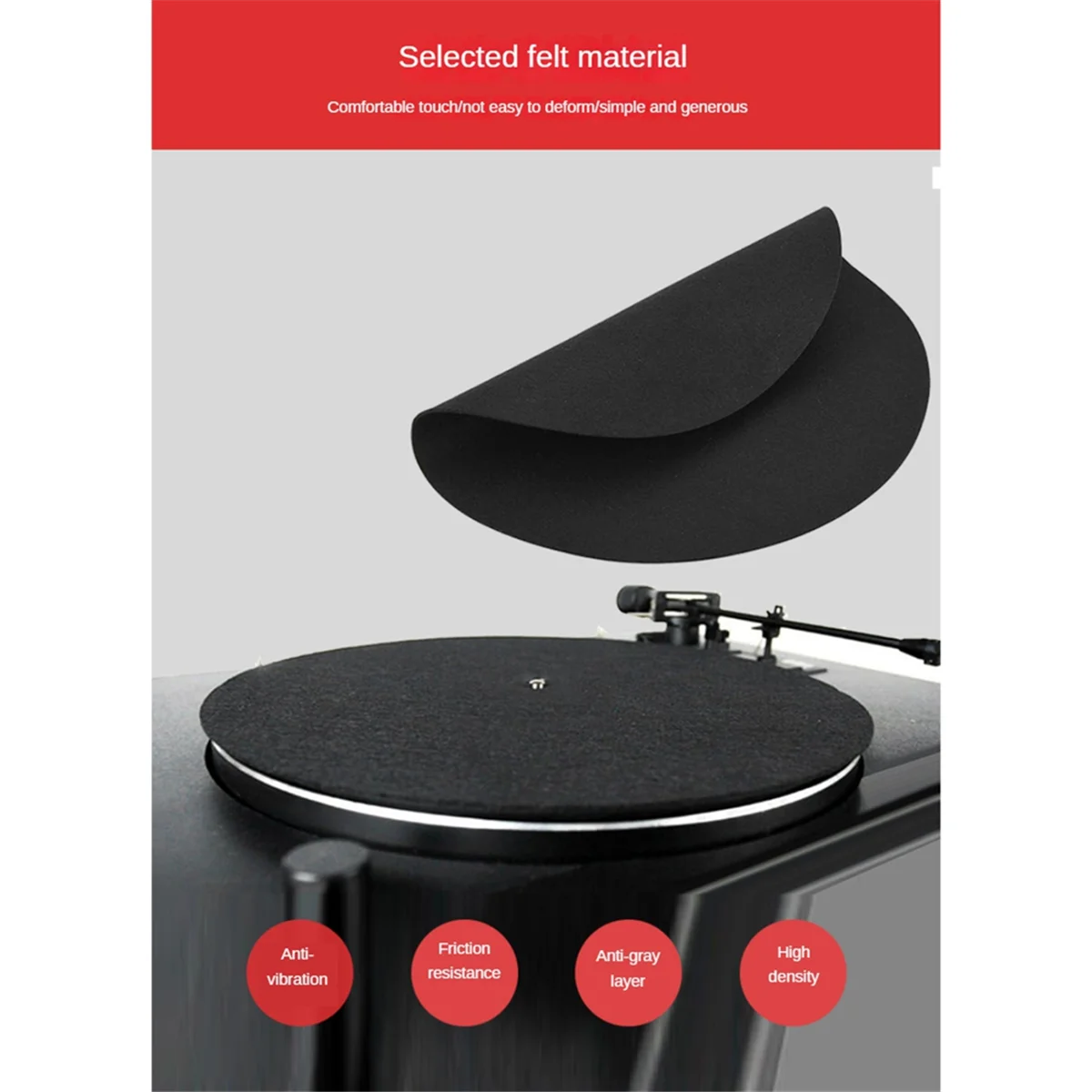 Felt Turntable Platter Mat Slip Mat Audiophile 3mm Thick Turntable for LP Vinyl Record Audio Replacement Accessory