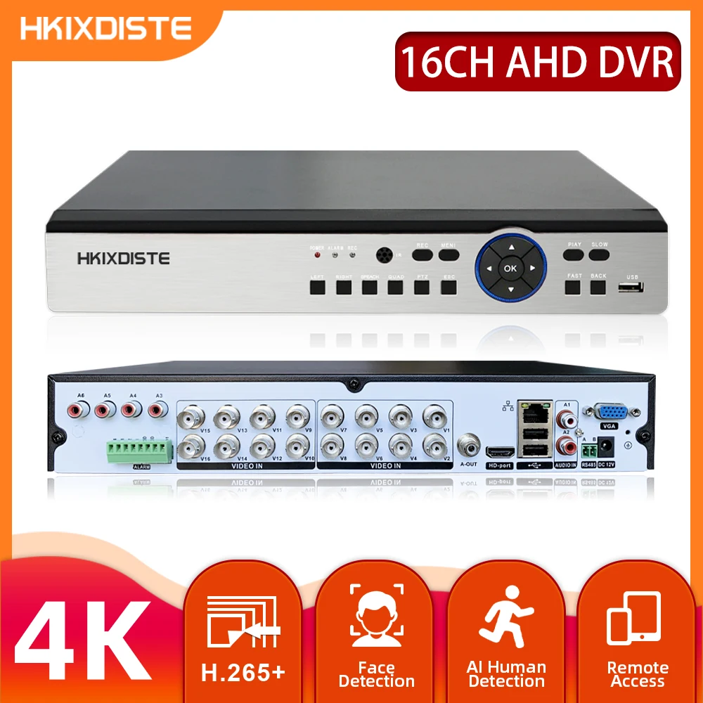 16CH H.265 + 4K DVR 8MP 5MP 1080P AHD XMeye TVI CVI XVI аналоговая IP-камера CCTV видеорегистратор для
